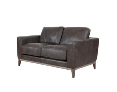 Leather Italia Ramsey Storm Gray Genuine Leather Loveseat