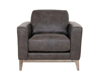 Leather Italia Ramsey Storm Gray Genuine Leather Chair