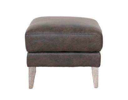 Leather Italia Ramsey Storm Gray Genuine Leather Ottoman