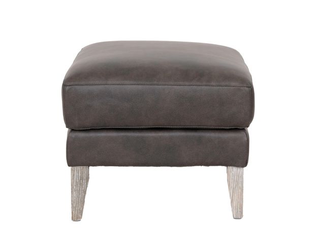 Leather Italia Ramsey Storm Gray Genuine Leather Ottoman large image number 1