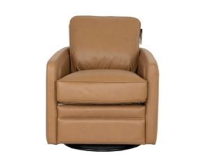 Leather Italia Turner Camel Brown Genuine Leather Swivel Glider