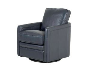 Leather Italia Turner Blue Genuine Leather Swivel Glider