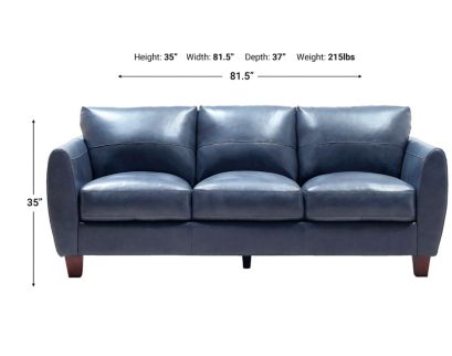 Leather Italia Traverse Genuine Leather Blue Sofa