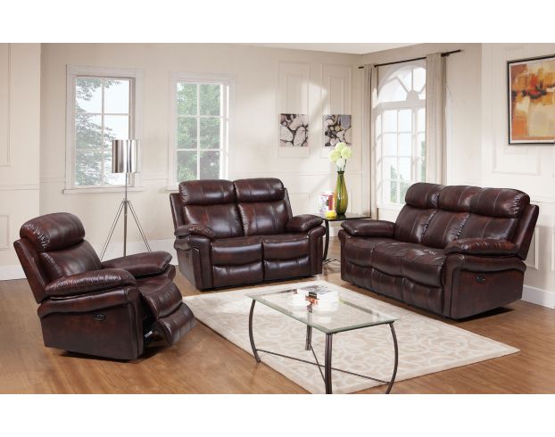 Leather Italia Joplin Brown Leather Power Reclining Loveseat large image number 2