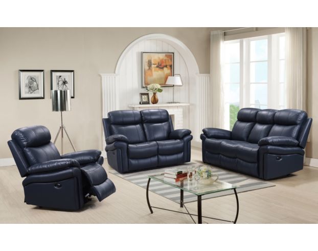Leather Italia Joplin Blue Leather Power Recliner large image number 2