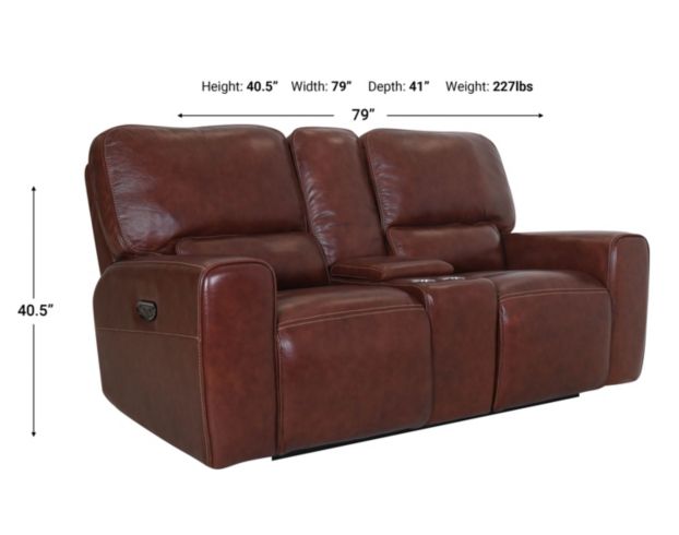 Leather Italia Broadway Leather Power Recline Console Loveseat large image number 4