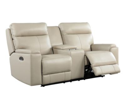 Leather Italia Bryant Leather Power Console Loveseat