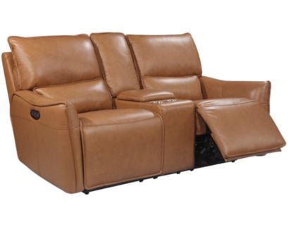 Leather Italia Portland Leather Power Headrest Console Loveseat