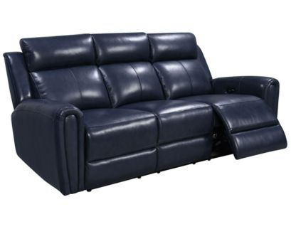 Leather Italia Jonathan Blue Leather Power Reclining Sofa