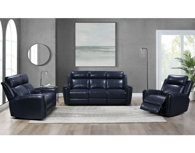 Italo blue leather power 2024 plus reclining sofa