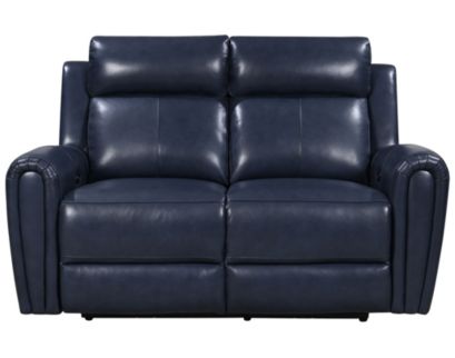 Leather Italia Jonathan Blue Leather Power Loveseat