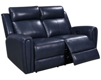 Leather Italia Jonathan Blue Leather Power Loveseat