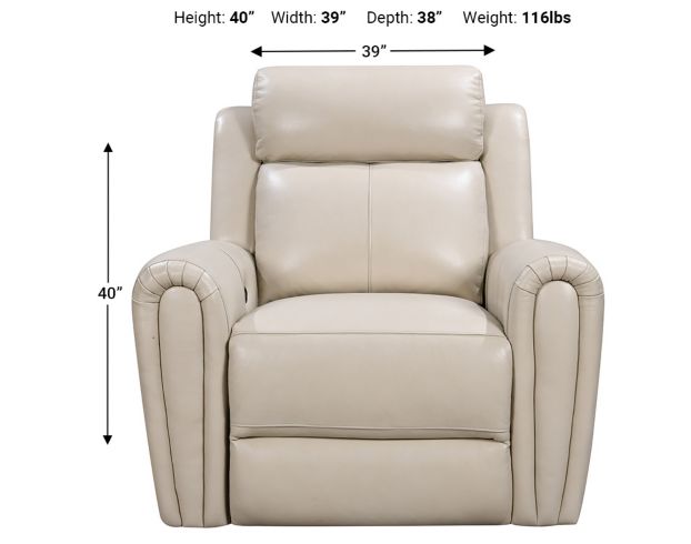 Leather Italia Jonathan Cream Leather Power Recliner large image number 5