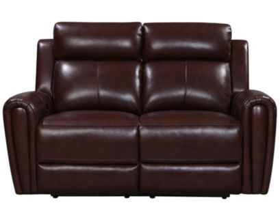 Leather Italia Jonathan Brown Leather Power Loveseat