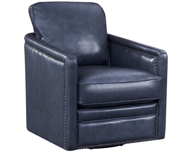 Leather Italia Alto 100% Leather Blue Swivel Chair large image number 2