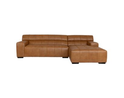 Leather Italia Irvine Brown 100% Leather 2pc Sectional