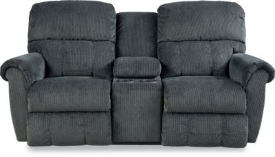 La Z Boy Briggs Navy Reclining Loveseat With Console