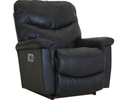 La-Z-Boy James Charcoal Leather Power Headrest Rocker Recliner