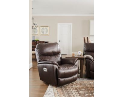 La-Z-Boy Trouper Walnut Leather Power Headrest Rocker Recliner