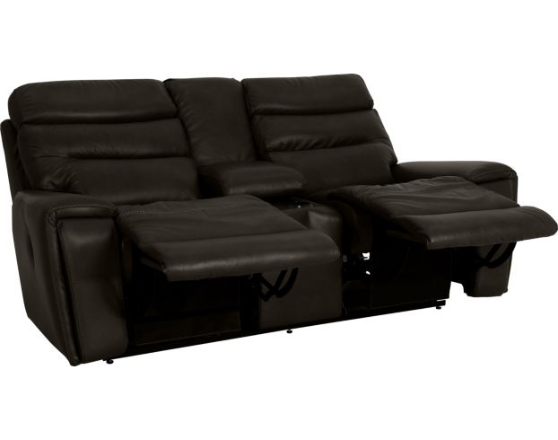 La-Z-Boy Soren Gray Leather Reclining Loveseat with Console large image number 3