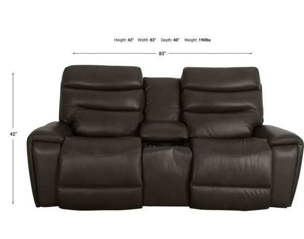 La-Z-Boy Soren Gray Leather Reclining Loveseat with Console large image number 9