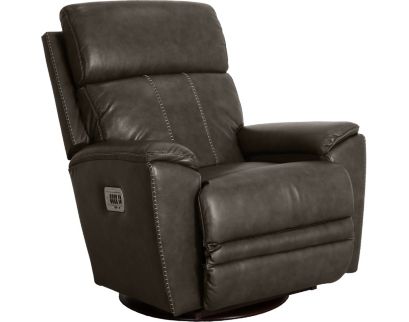 La-Z-Boy Talladega Grey Leather Power Swivel Rocker Recliner