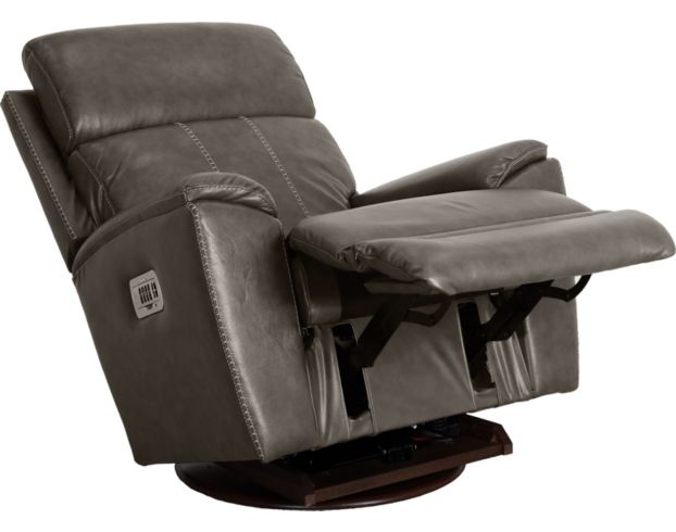 La-Z-Boy Talladega Gray Leather Power Swivel Rocker Recliner