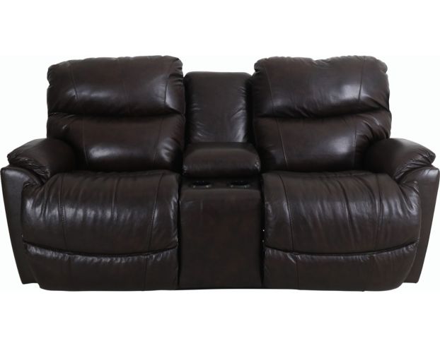La-Z-Boy Trouper Brown Reclining Loveseat with Console large image number 1