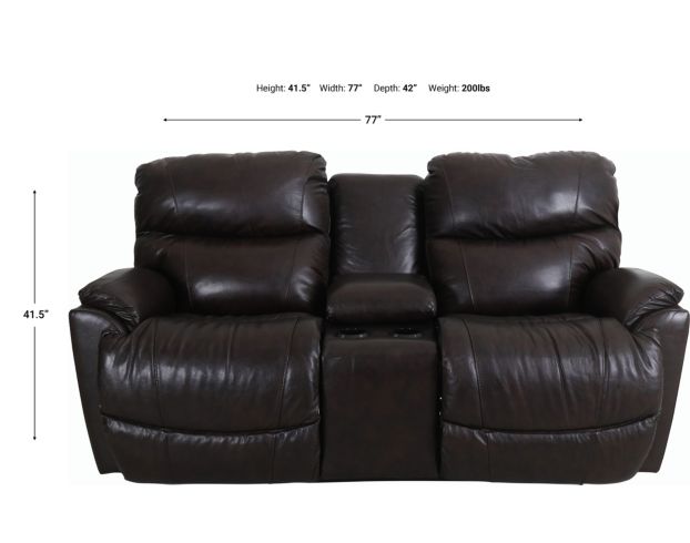 La-Z-Boy Trouper Brown Reclining Loveseat with Console large image number 9