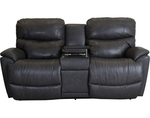 La-Z-Boy Trouper Grey Power Reclining Loveseat with Console large image number 1