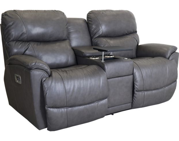 La-Z-Boy Trouper Grey Power Reclining Loveseat with Console large image number 2