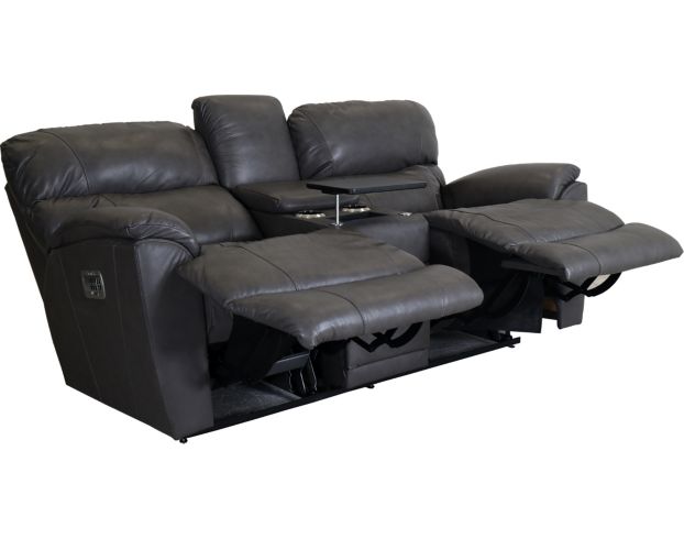 La-Z-Boy Trouper Grey Power Reclining Loveseat with Console large image number 4