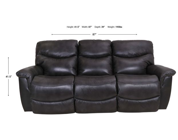 La-Z-Boy James Charcoal Leather Reclining Sofa large image number 5