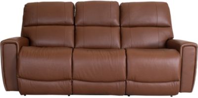 Caramel leather reclining discount sofa