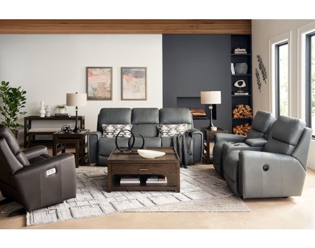 La-Z-Boy Apollo Blue Grey Leather Reclining Sofa  large image number 5