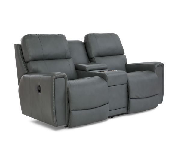 La-Z-Boy Apollo Gray Leather Reclining Loveseat w/ Console large image number 2