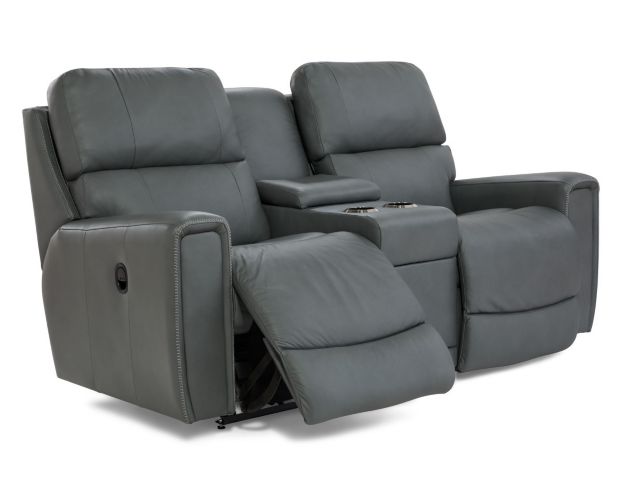 La-Z-Boy Apollo Gray Leather Reclining Loveseat w/ Console large image number 4