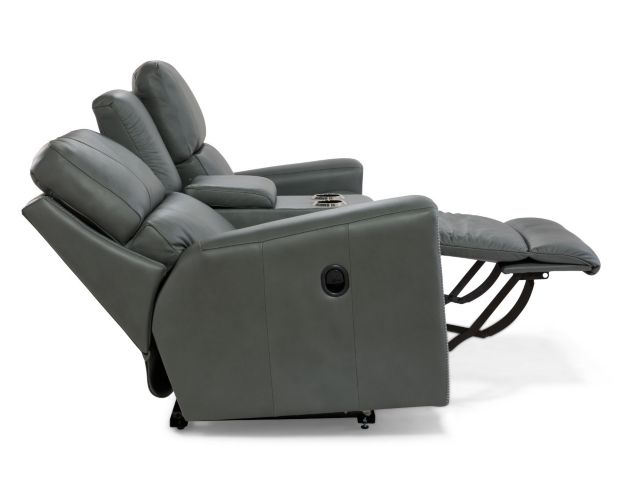 La-Z-Boy Apollo Blue Grey Leather Reclining Loveseat with Console large image number 5