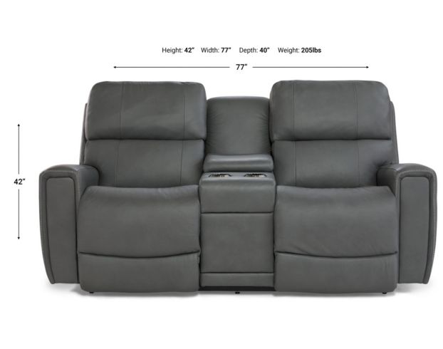 La-Z-Boy Apollo Gray Leather Reclining Loveseat w/ Console large image number 9