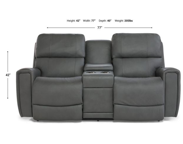 La-Z-Boy Apollo Blue Grey Leather Reclining Loveseat with Console large image number 9