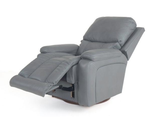 La-Z-Boy Greyson Blue Gray Leather Swivel Rocker Recliner large image number 3