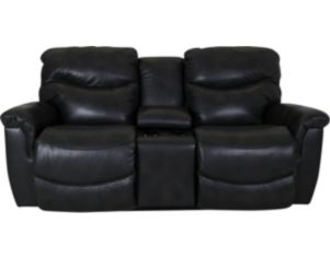 La-Z-Boy James Gray Leather Reclining Loveseat with Console