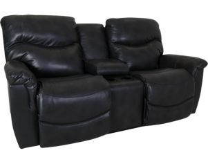 La-Z-Boy James Gray Leather Reclining Loveseat with Console