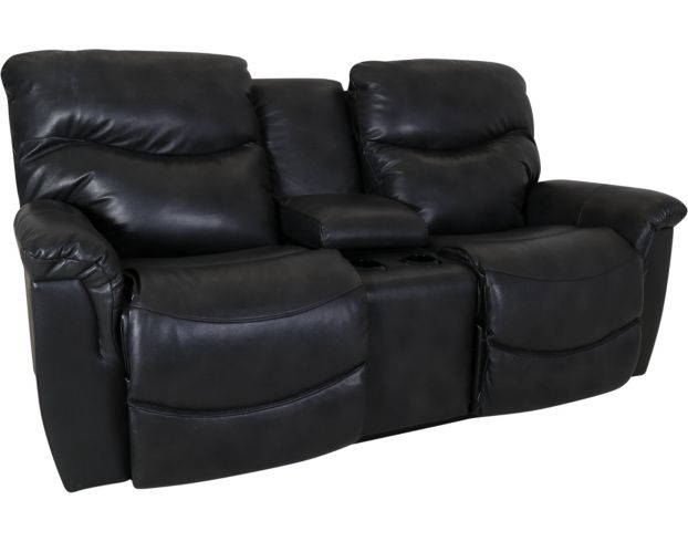 La-Z-Boy James Gray Leather Reclining Loveseat with Console large image number 2