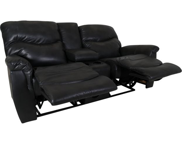 La-Z-Boy James Gray Leather Reclining Loveseat with Console large image number 3