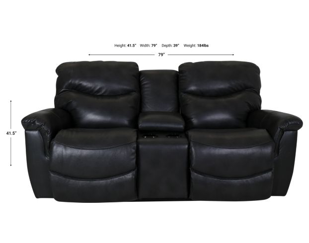 La-Z-Boy James Gray Leather Reclining Loveseat with Console large image number 4