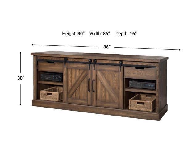 Martin Furniture Avondale Weathered Oak 86-Inch TV Stand large image number 3