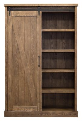 Martin Furniture Avondale Brown Tall Barn Door Bookcase