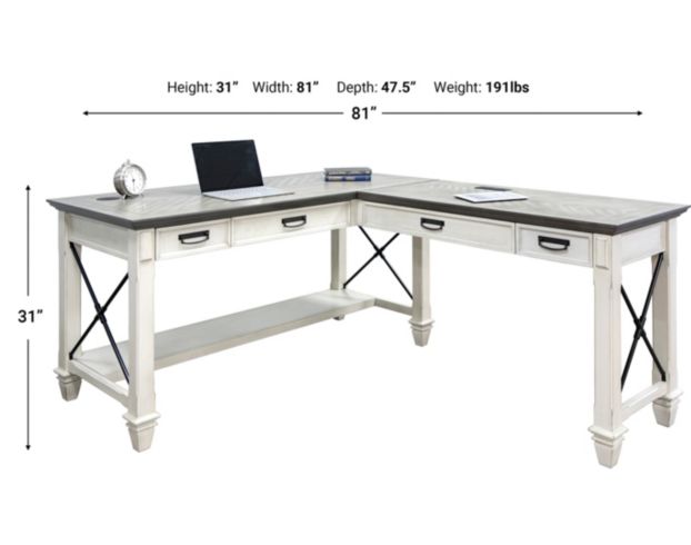 Martin Furniture Hartford White Open Corner Desk large image number 7