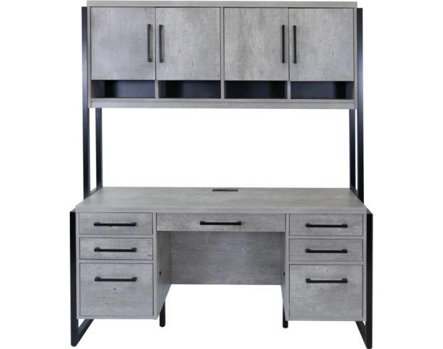 Martin Furniture Mason Gray Credenza Desk and Hutch large image number 1